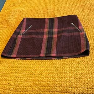 GAP Plaid Wool Mini Skirt with Zipper Pockets